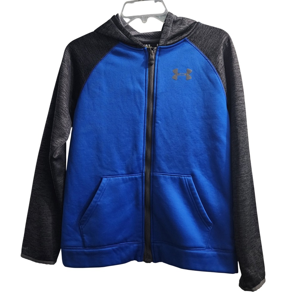 Under Armour Kids Zip Up Hoodie Blue Gray Size YLG Loose‎ Fit